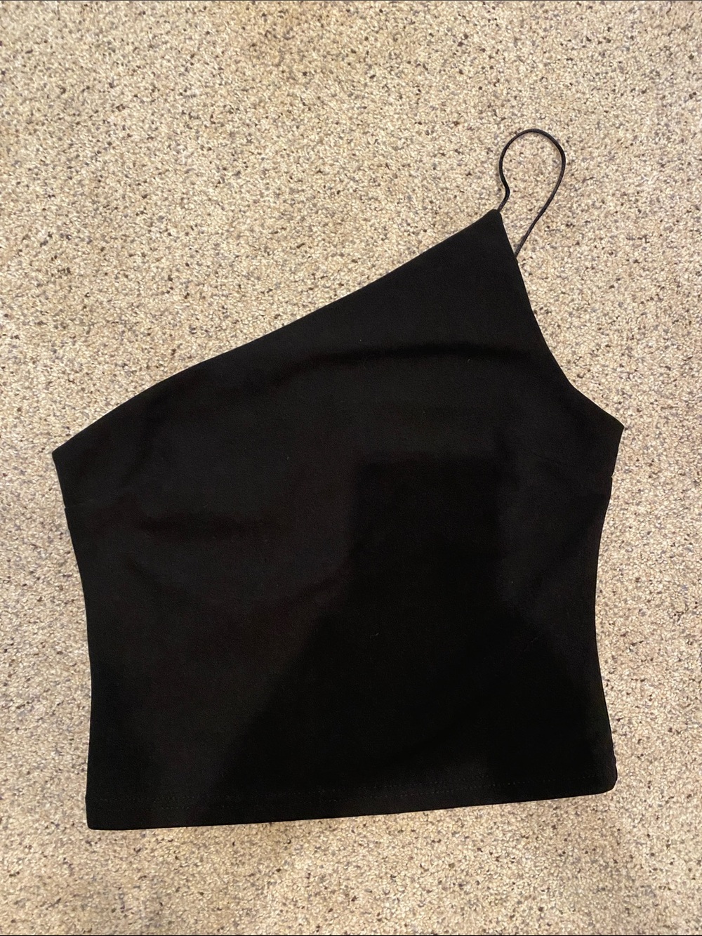 Black One-Shoulder Crop Top